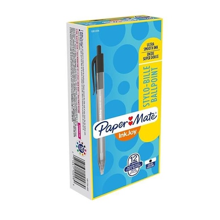 Tosafos 1 mm Inkjoy 100 RT Retractable Ballpoint Pen; Black - Pack of 12 TO19044